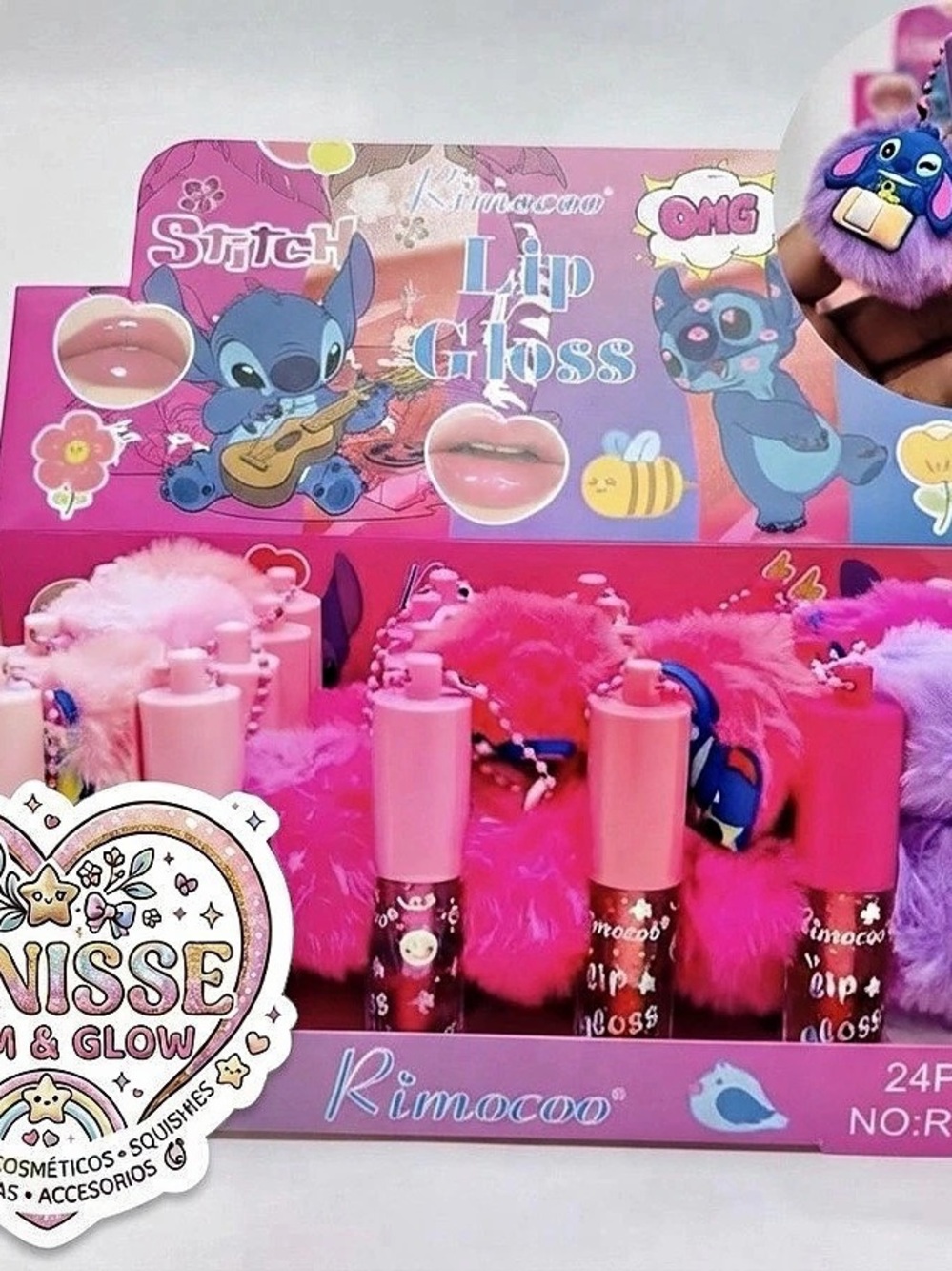 Stitch Lip Gloss Display Set Pink & Purple